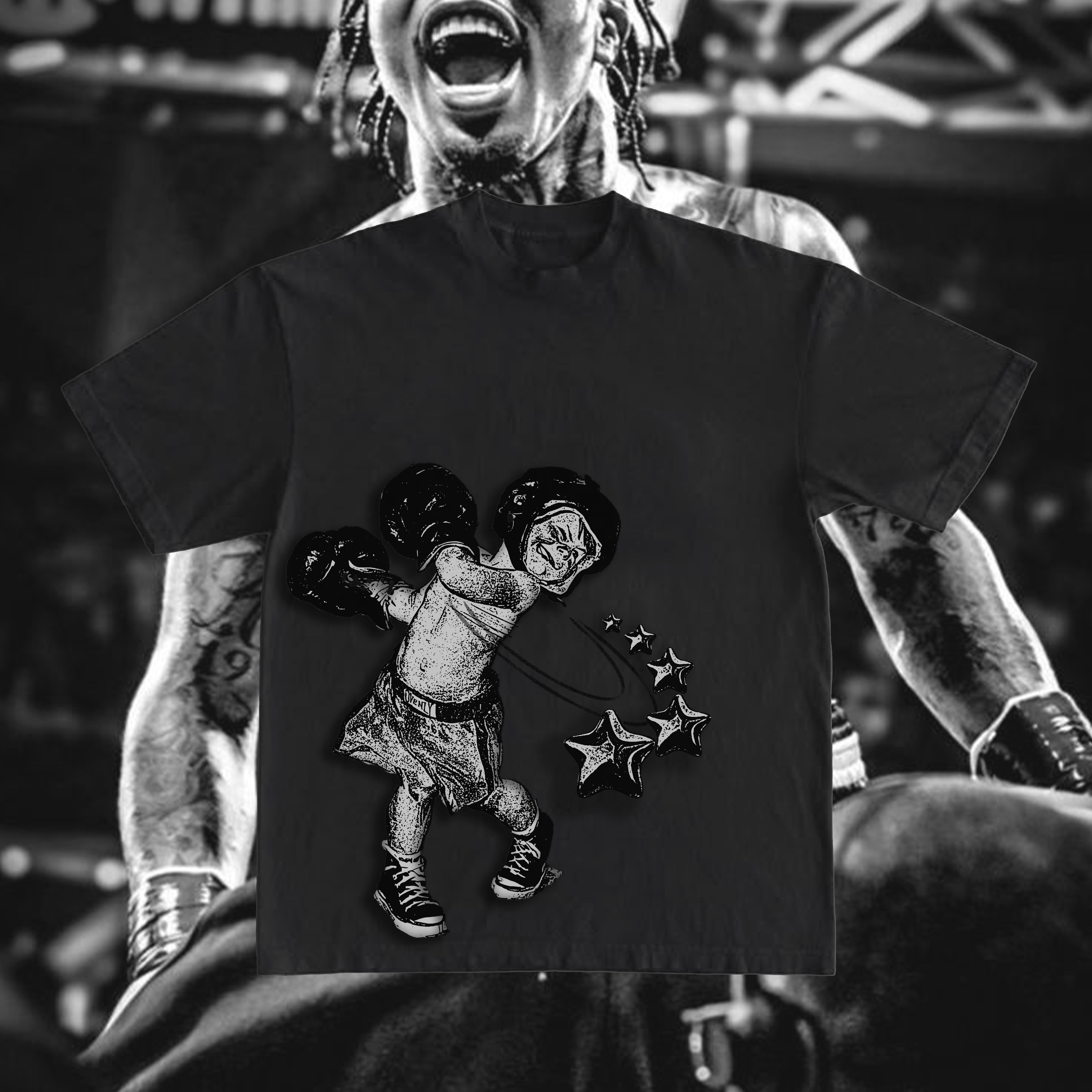 Boxing Oversize Black-White T-Shirt